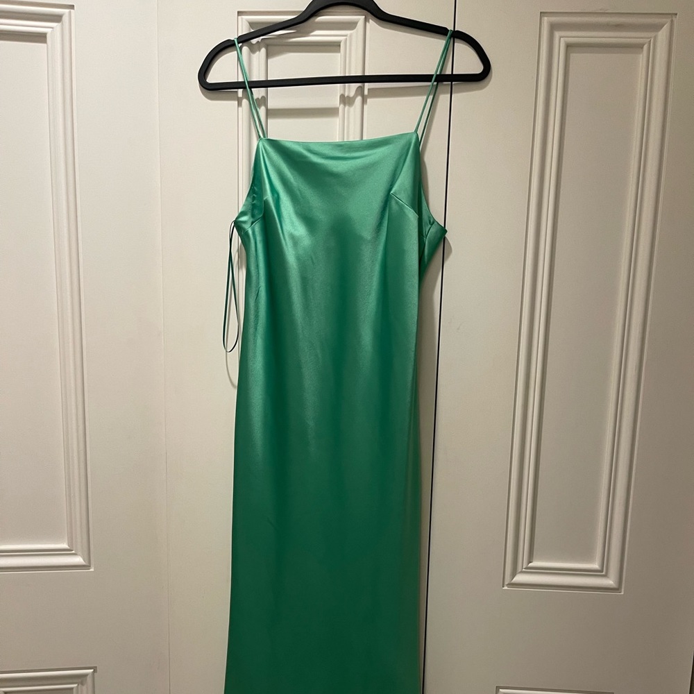 Topshop Green Silk Slip Dress, Size US 6